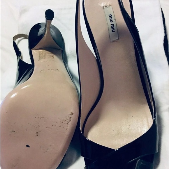 MIU MIU PRADA BLACK STRAPPY SLINGBACKS PUMPS 5.5 - Picture 7 of 11